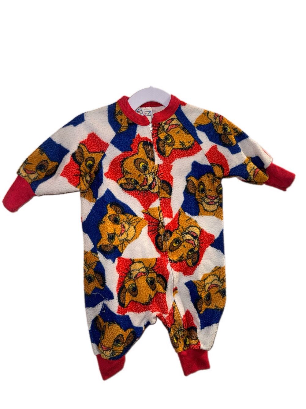 VTG 90s Dr Denton Disney The Lion King Simba Fleece Sleeper Pajamas AOP 1T